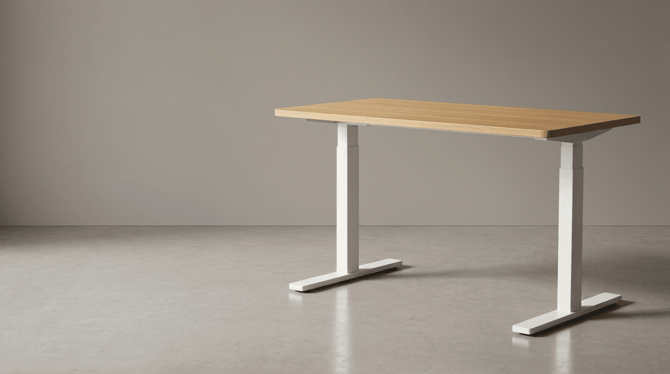 Single electric sit-stand workstation in a commercial office setting