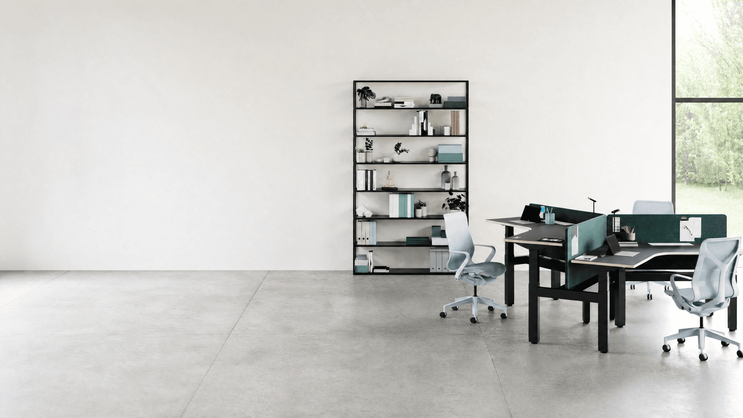 Modern open-plan office with collaborative workstations