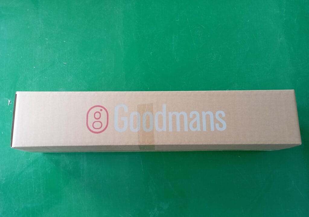 Goodmans-branded cartons for a 400-set OEM standing desk frame order from B&H Ergonomics