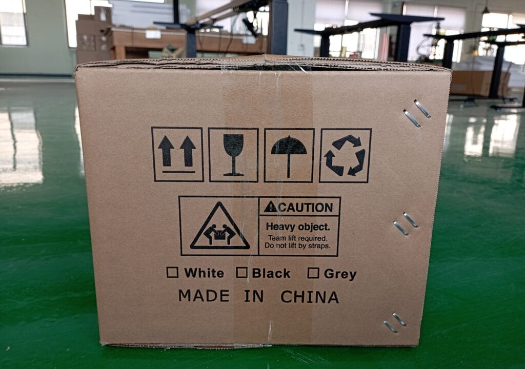 Goodmans-branded cartons for a 400-set OEM standing desk frame order from B&H Ergonomics