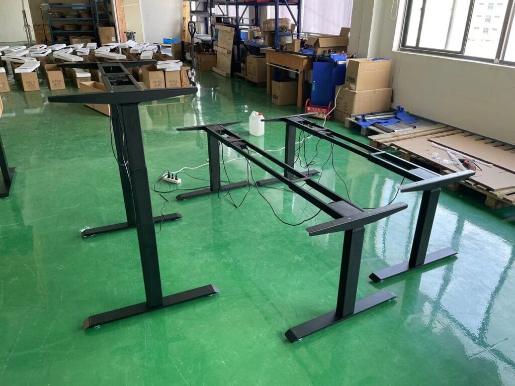 Standing desk frame assembly check during inspection of the Goodmans OEM order
